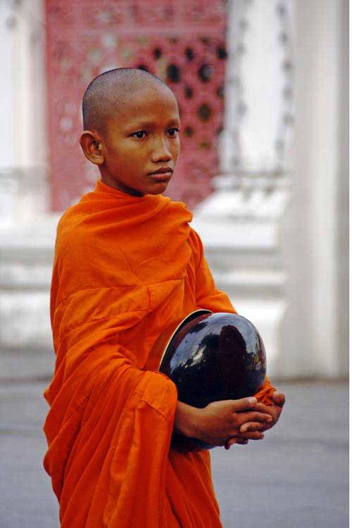 boy monk with bowl-AsiaPhotoStock